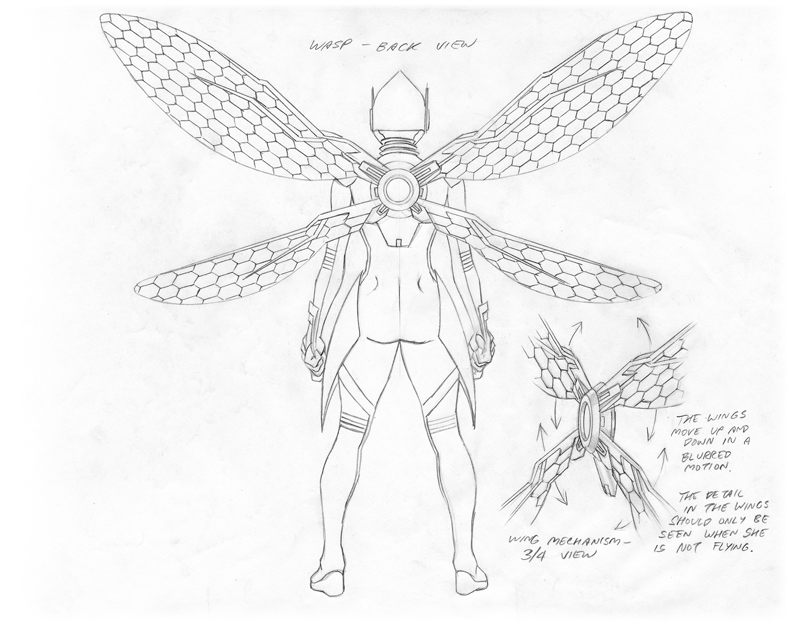 Alex Ross’ final design for the new Wasp costume, from the back. Image provided by Marvel.